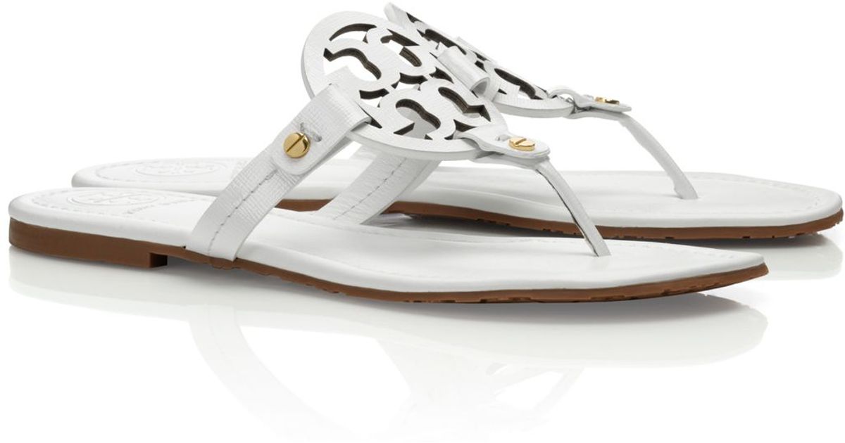 Lyst Tory Burch Patent Leather Miller Sandal in White