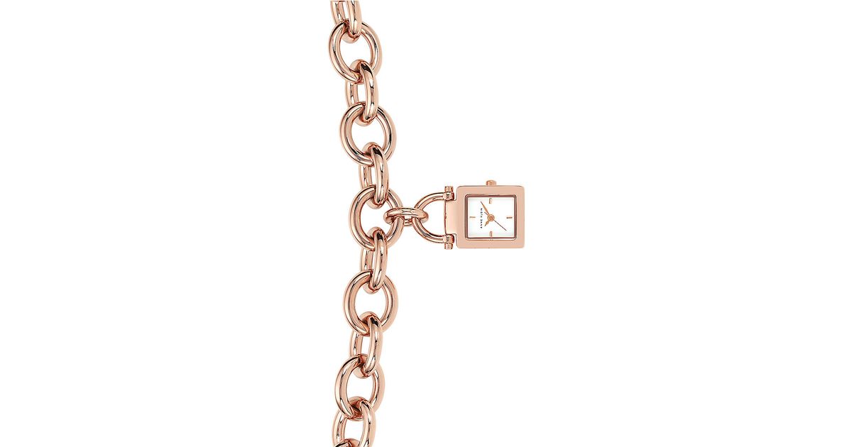 Lyst Anne Klein Las Rose Gold Tone Charm Bracelet Watch In Metallic