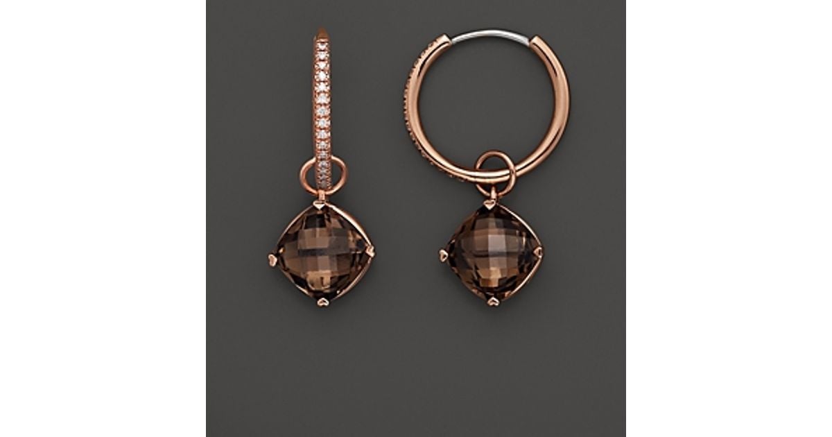 Lyst Lisa Nik 18k Rose Gold Diamond Hoop Earrings With Smokey Lyst Lisa Nik 18k Rose Gold Diamond Hoop Earrings With Smokey Quartz Detachable Drops In Metallic