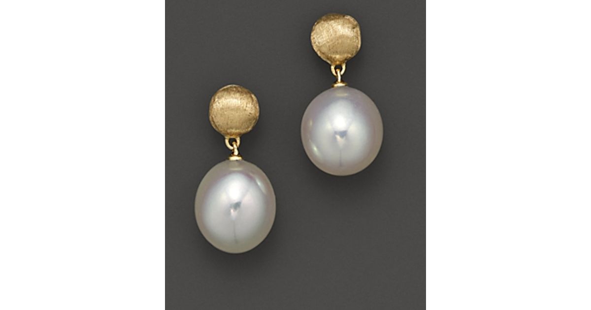 Lyst Marco Bicego 18 K Yellow Gold And Pearl Drop Earrings In