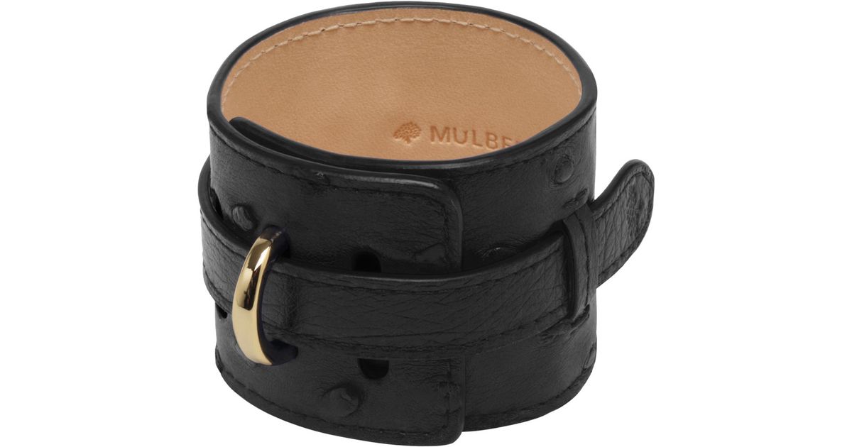 Lyst Mulberry Wide Leather Bracelet In Black