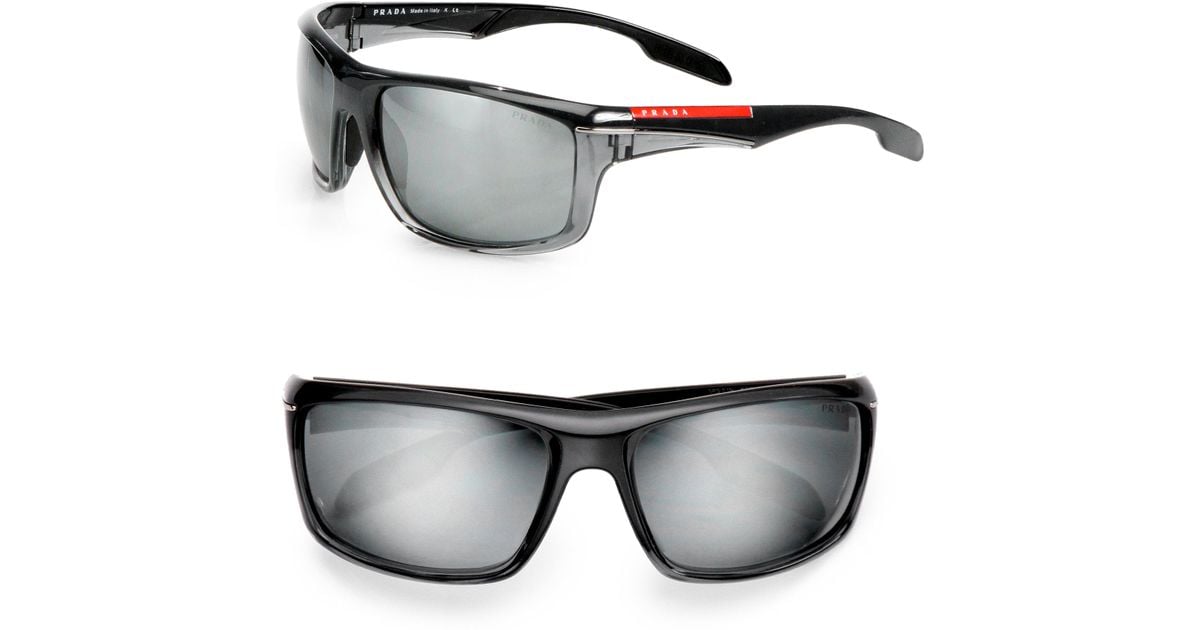Lyst Prada Sport Wrap Sunglasses In Black For Men 