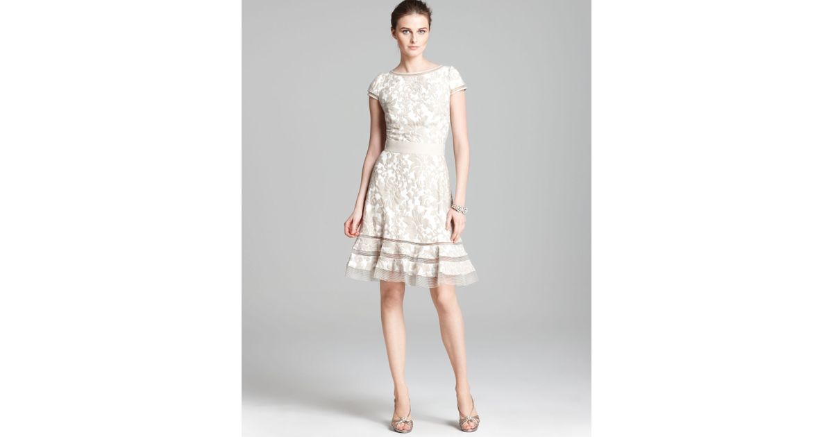 Tadashi Shoji Cap Sleeve Horsewire Lace Dress In White Lyst