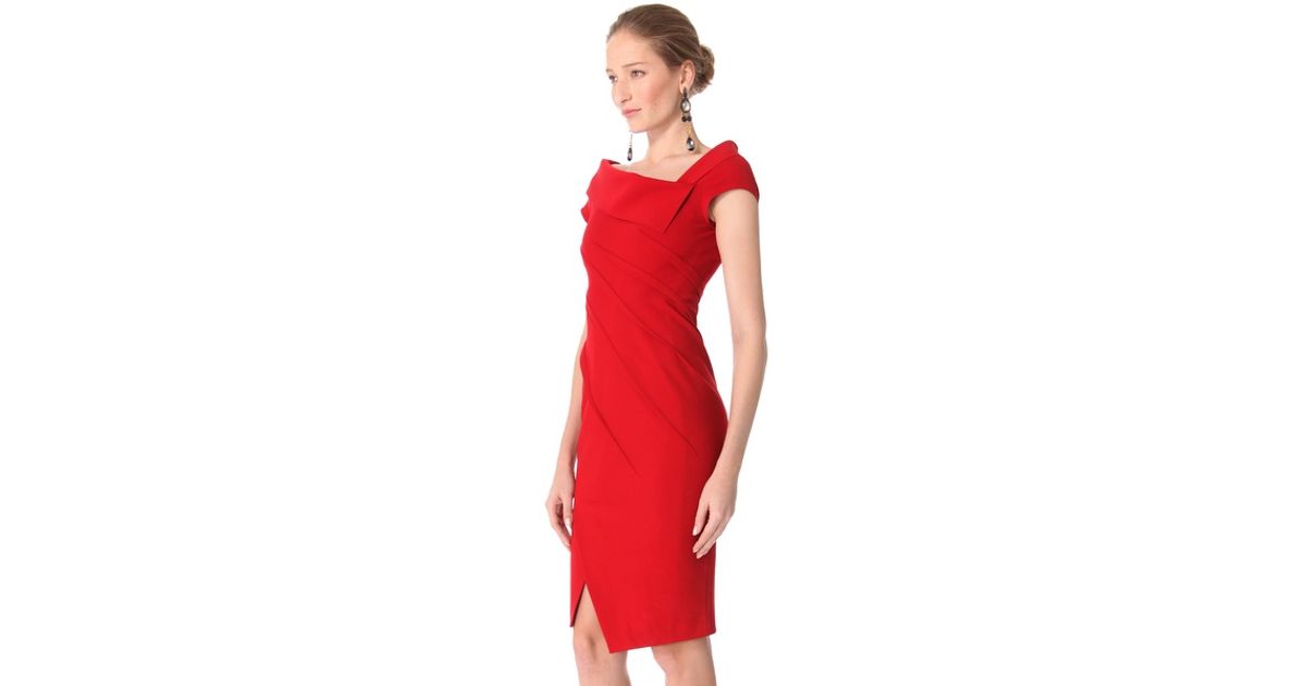 Lyst Donna Karan Sculpted Cap Sleeve Dress In Red