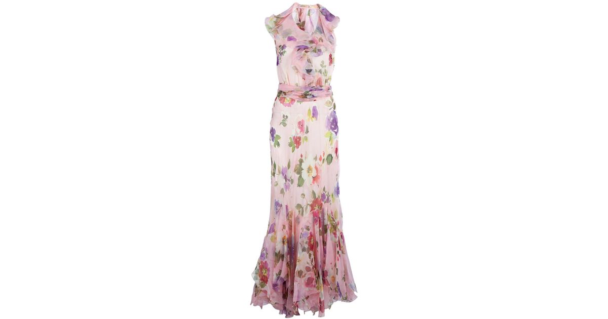 Ralph lauren blue label Floral Dress in Pink | Lyst