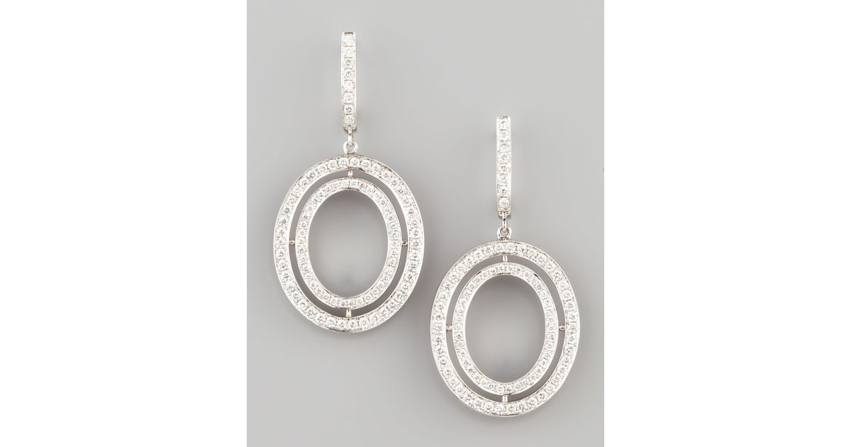 Ivanka trump Signature Small Oval Diamond Earrings in White | Lyst