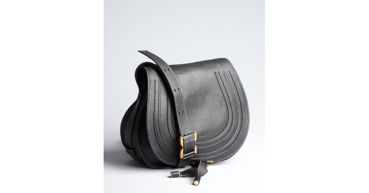 Chlo Black Grained Lambskin Marcie Crossbody Bag in Black | Lyst  