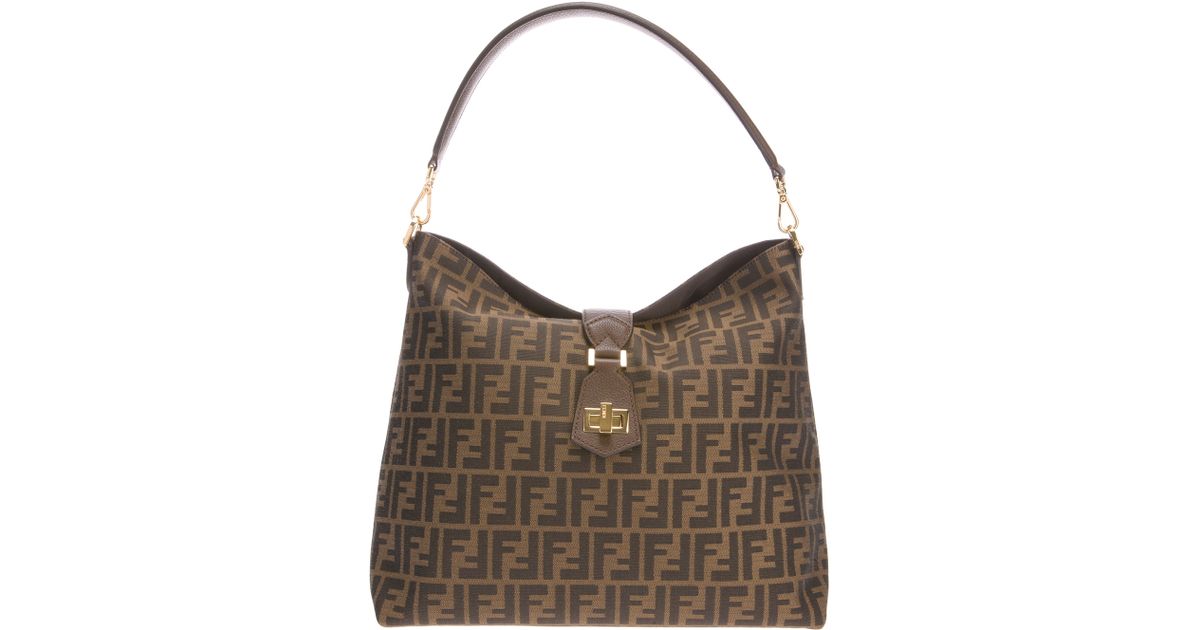 Lyst Fendi Classic Hobo Logo Bag In Brown
