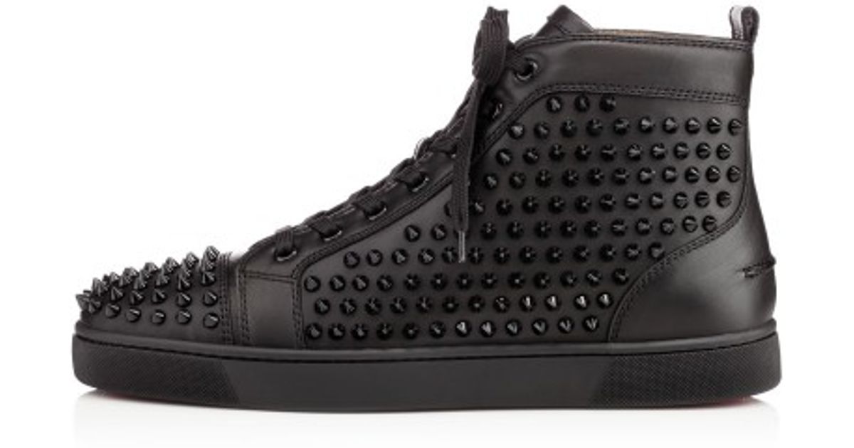 Christian louboutin Louis Spike-embellished Leather Trainers in Black ...