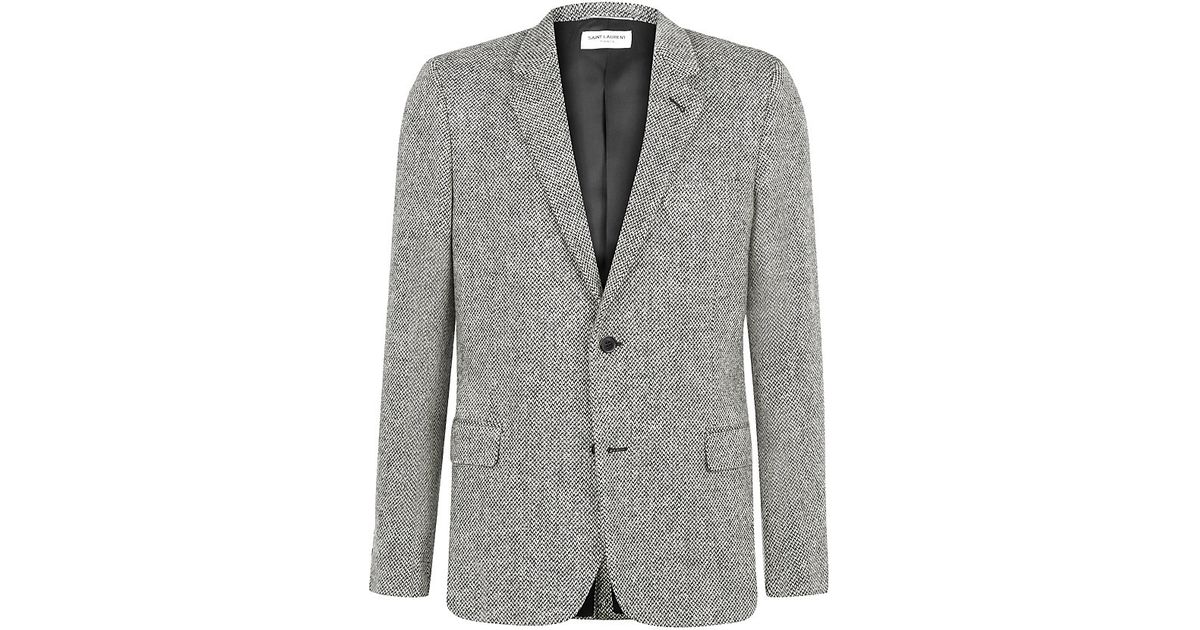 Saint laurent Salt and Pepper Tweed Jacket in Gray for Men | Lyst