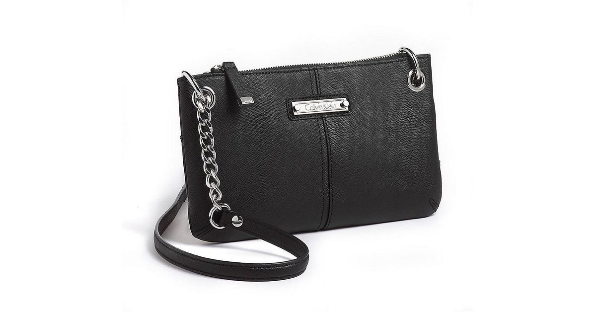 saffiano leather chainlink crossbody bag