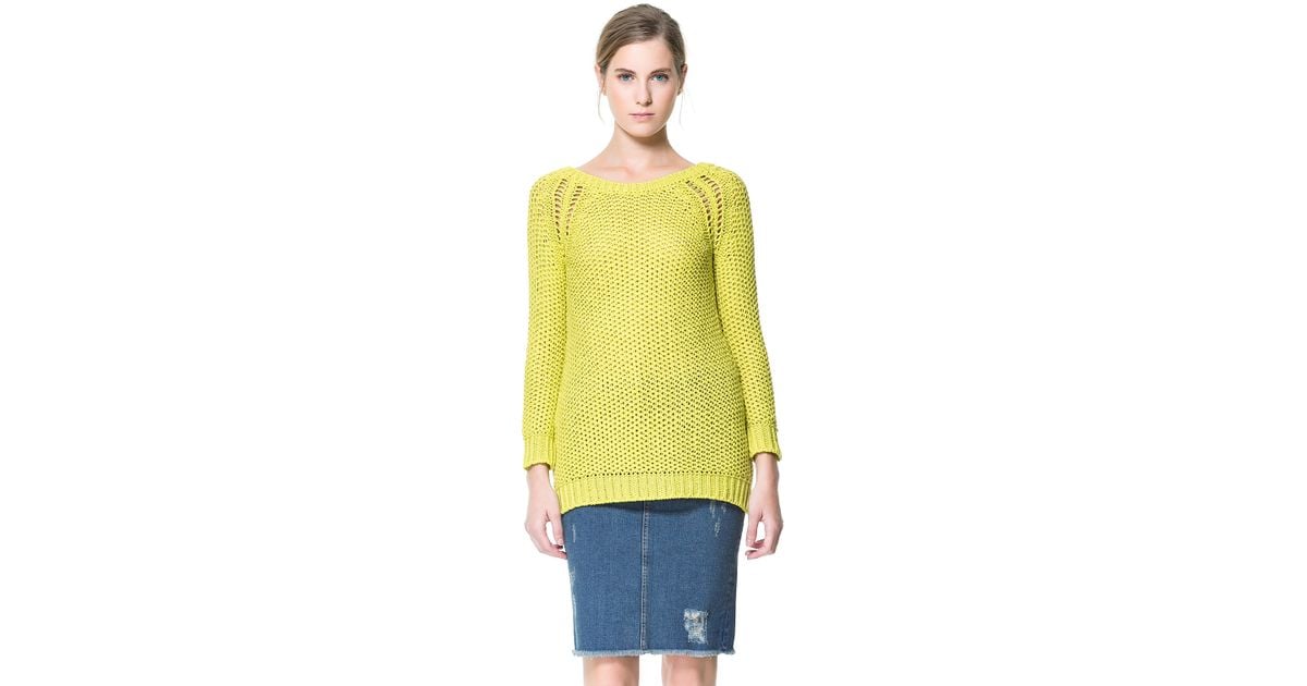 zara lime green sweater
