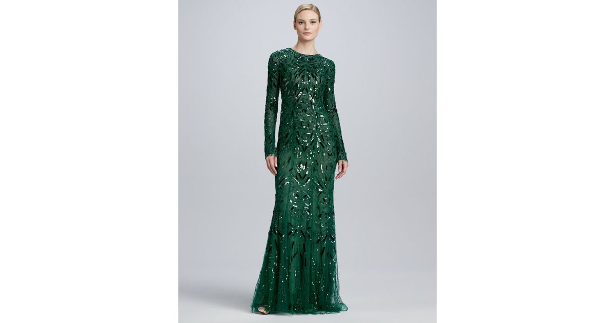 monique lhuillier green gown
