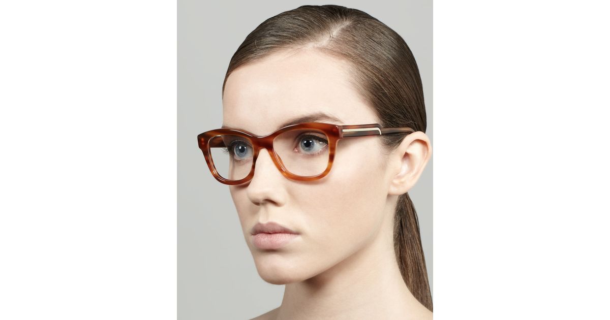 Lyst Stella Mccartney Oversized Rounded Square Frame Fashion Glasses In Brown 
