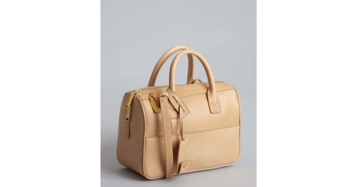 Saint laurent Khaki Leather Small Convertible Boston Bag in Beige ...  