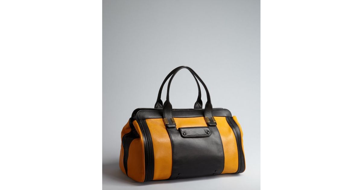 see by chloe replica - Chlo Pumpkin and Black Leather Alice Colorblock Satchel in Black ...