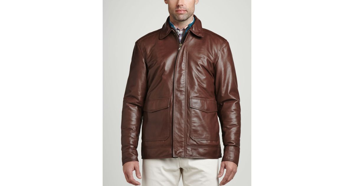Peter Millar Maverick Leather Er Jacket Chocolate In Brown For Peter Millar Maverick Leather Er Jacket Chocolate In Brown For Men Lyst