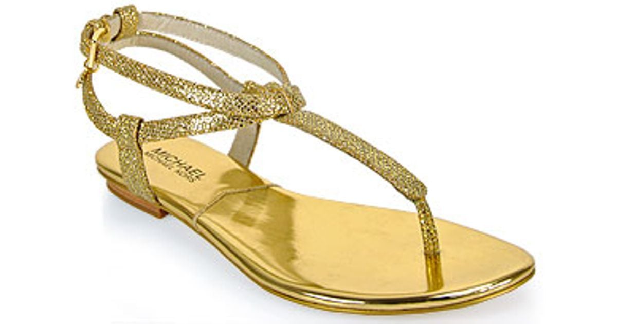 Lyst - Michael michael kors Jessie Glitter Flat Thong Sandal in Gold in Metallic
