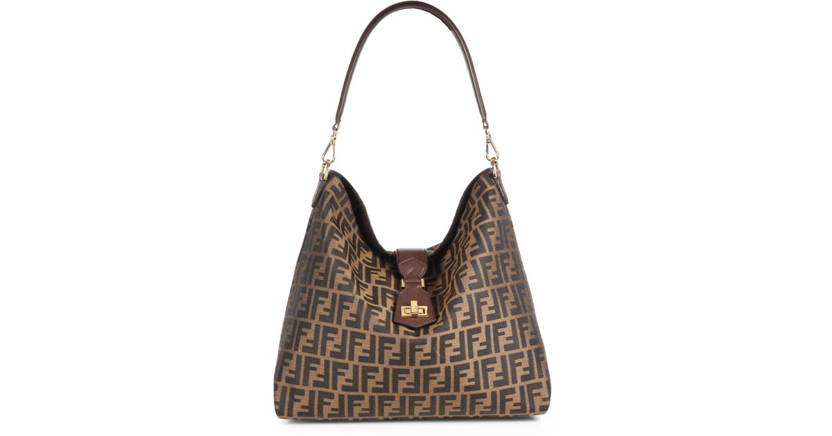 Lyst Fendi Zucca Small Hobo Bag In Brown