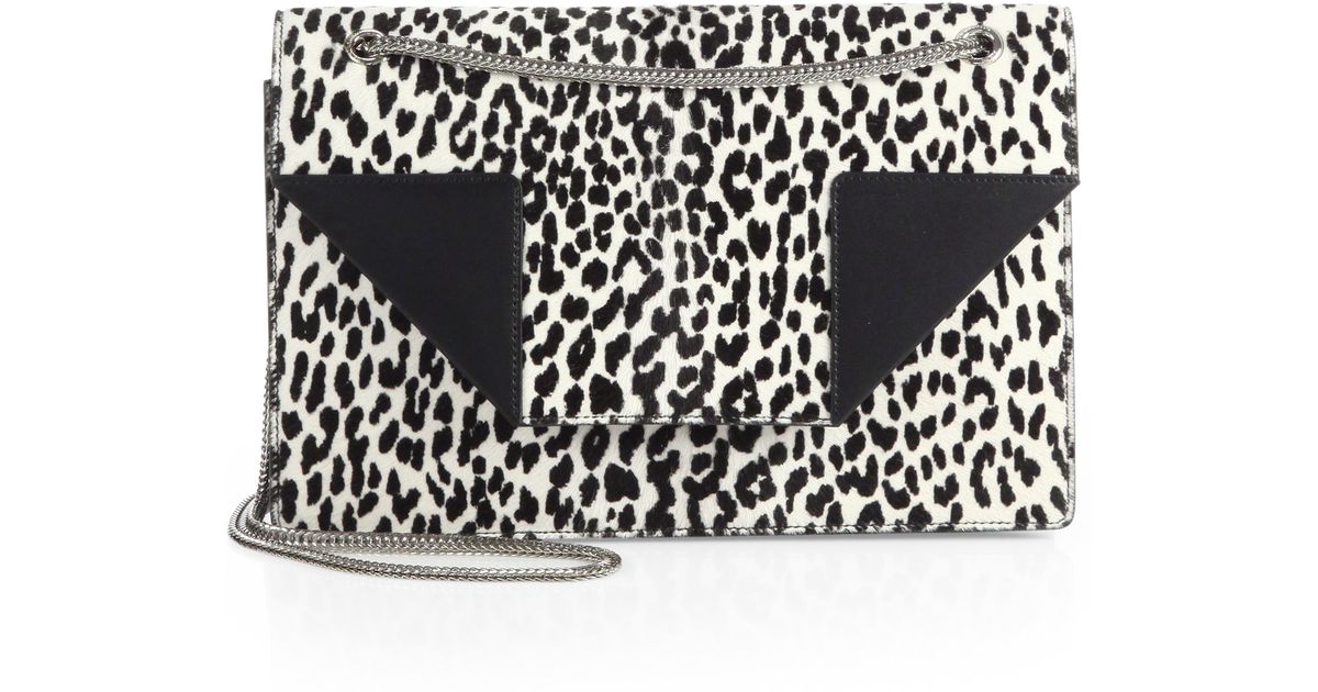 Saint laurent Betty 2 Medium Baby Cat Print Calf Hair Chain ...