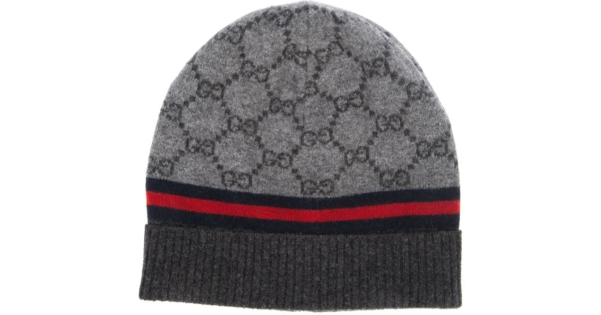 Gucci Monogram Beanie Hat in Gray Lyst