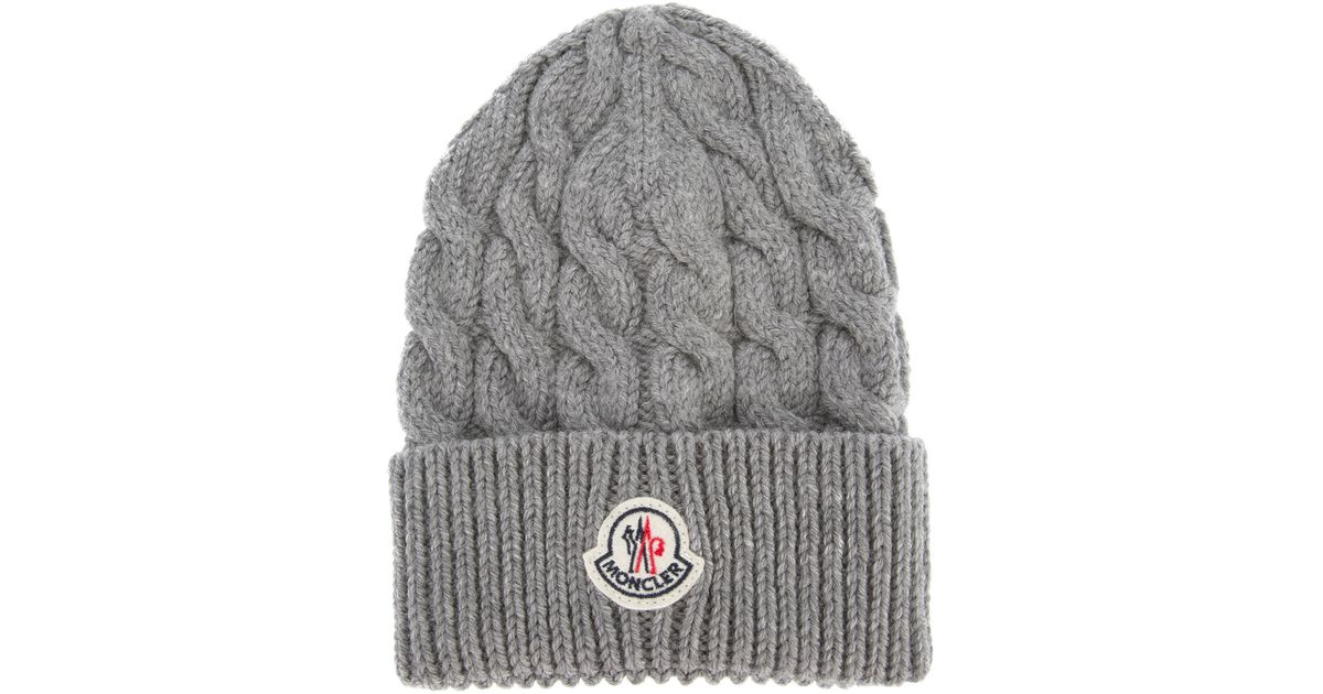 moncler cable knit beanie grey moncler cable knit beanie grey