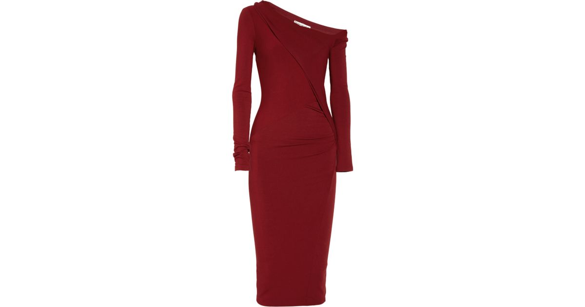 Lyst - Donna Karan Modern Icons Asymmetric Stretch jersey Dress in Red