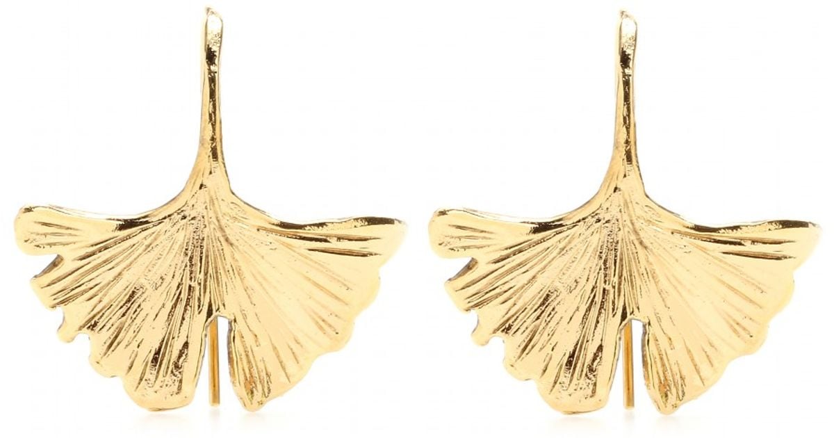 Lyst Aurelie Bidermann Tangerine Goldplated Ginkgo Leaf Earrings Lyst Aurelie Bidermann Tangerine Goldplated Ginkgo Leaf Earrings In Metallic