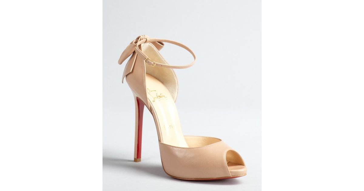 patent leather boat shoes men - Christian louboutin Nude Leather Bow Embellished Stiletto Dos ...