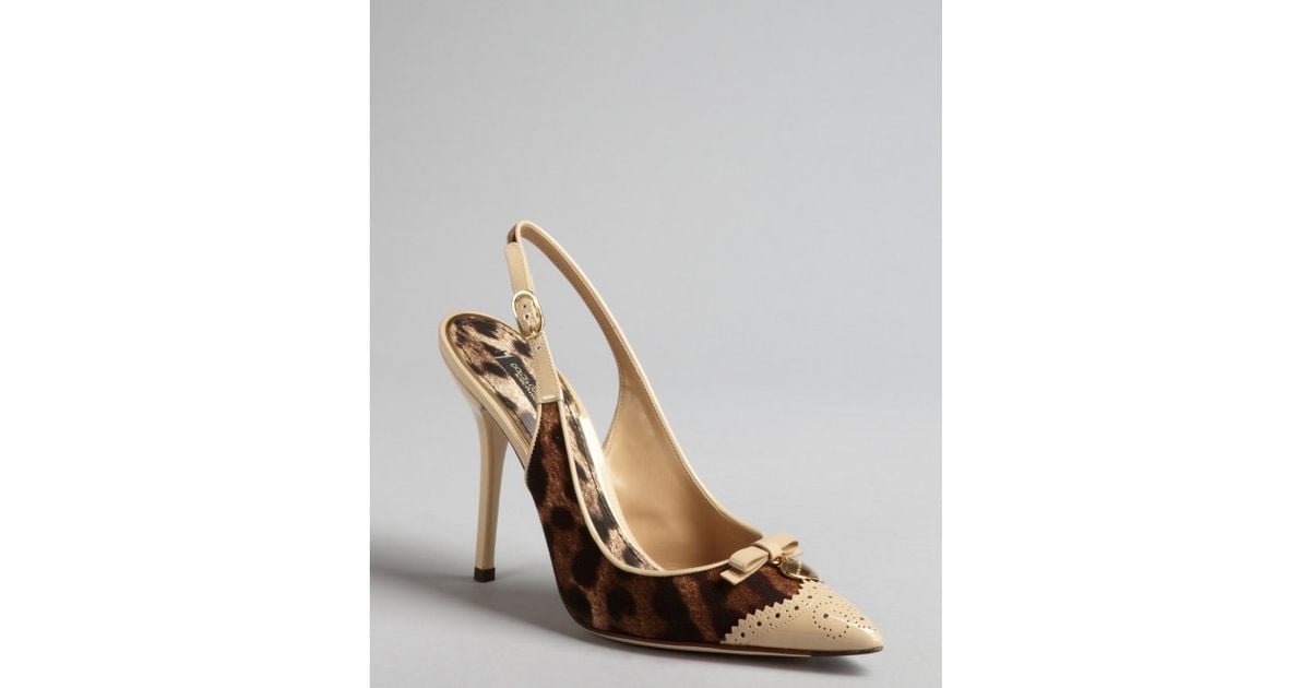 Lyst - Dolce & Gabbana Leopard Print Canvas and Patent Leather Wingtip ...