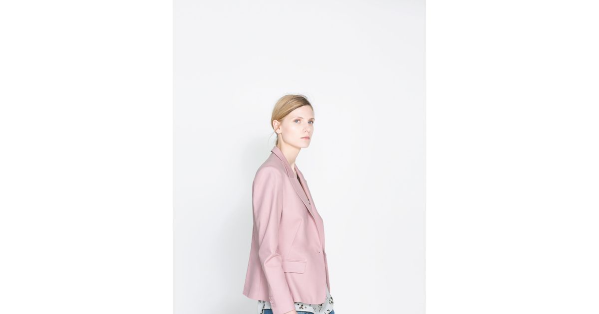 Zara Single Button Blazer in Pink | Lyst
