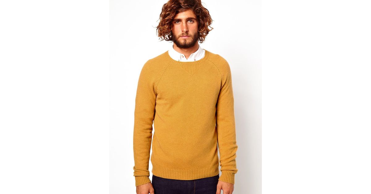 Penfield Asos Lambswool Rich Sweater in Mustard  Yellow 