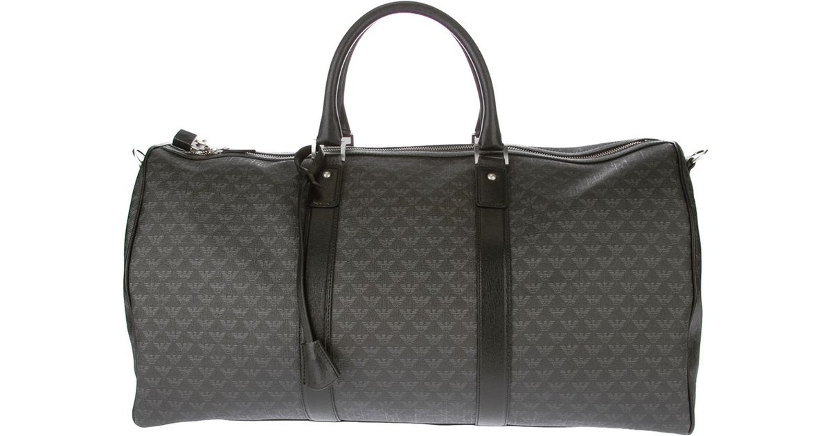Emporio Armani Black Monogrammed Duffle Bag For Men