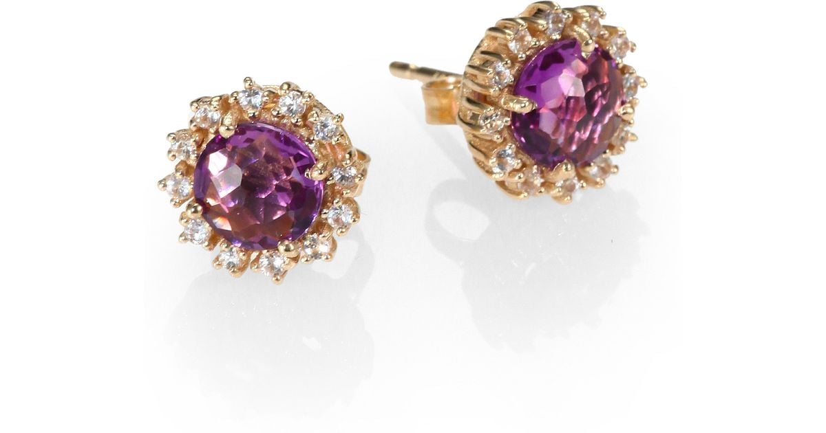 Kalan By Suzanne Amethyst White Shire 14k Yellow Gold Kalan By Suzanne Amethyst White Shire 14k Yellow Gold Starburst Stud Earrings In Purple Lyst