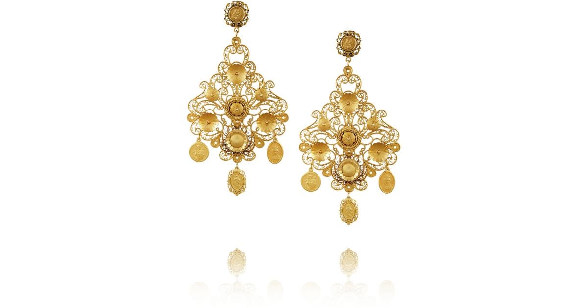 Lyst Dolce Gabbana Filigrana Gold Plated Chandelier Clip Lyst Dolce Gabbana Filigrana Gold Plated Chandelier Clip Earrings In Metallic