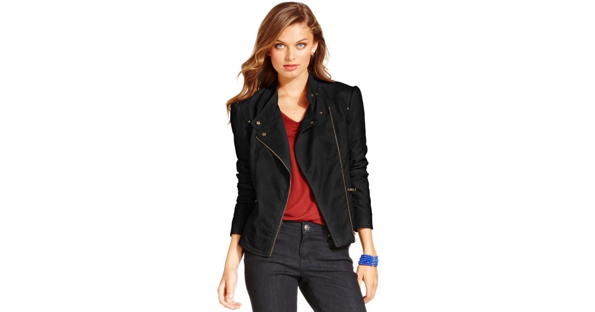 Jessica Simpson Trey Faux Leather Moto Jacket Cairoamani Com Lyst Jessica Simpson Trey Fauxleather Quilted Moto In Black