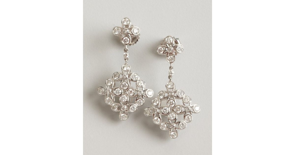 Lyst Kwiat White Gold And Diamond Violet Drop Earrings In
