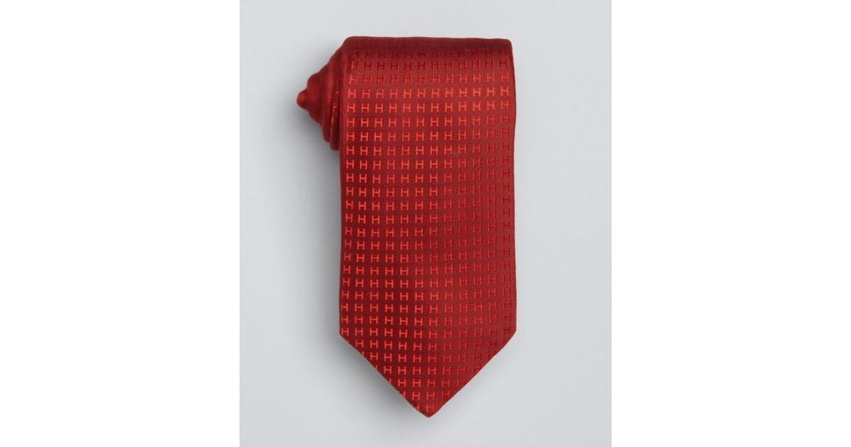 Lyst Hermès Red H Pattern Silk Tie in Red for Men