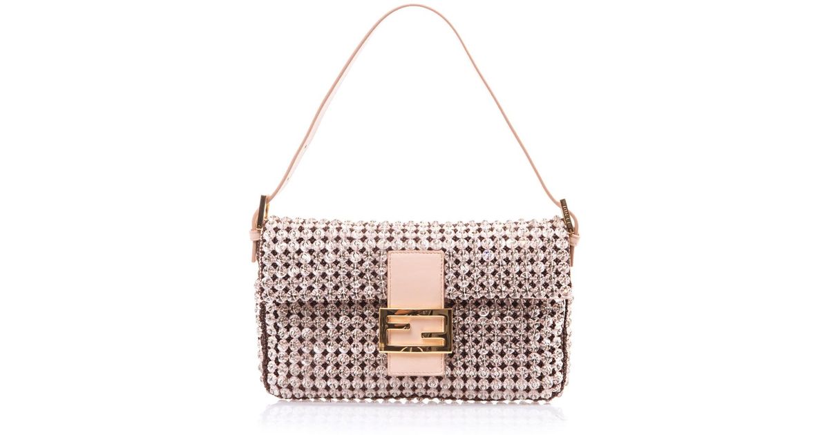 Fendi Crystal Embellished Baguette Bag in Metallic - Lyst