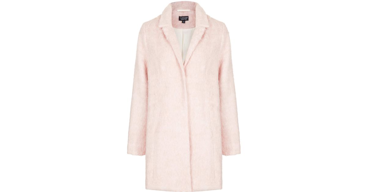 Lyst Fluffy Swing Boyfriend Coat in Pink