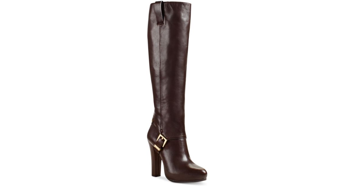 Lyst Michael Kors Tamara High Heel Dress Boots in Brown