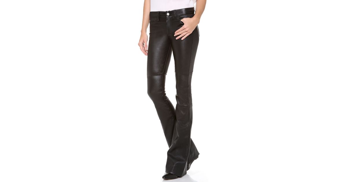 Lyst - M.I.H Jeans Marrakesh Leather Kick Flare Pants in Black