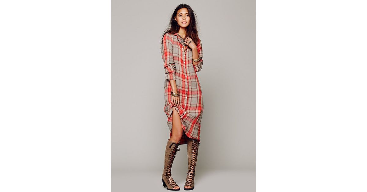 plaid maxi top
