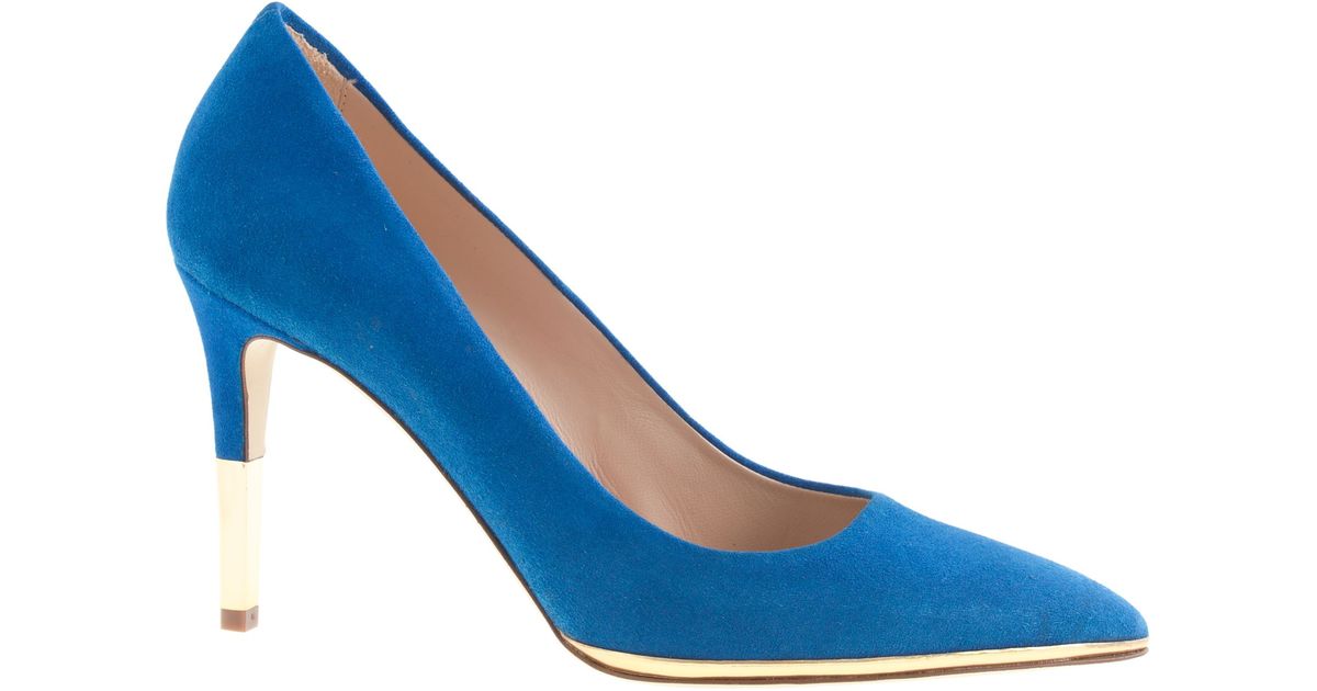 J.crew Everly Suede Metallictrim Pumps in Blue | Lyst