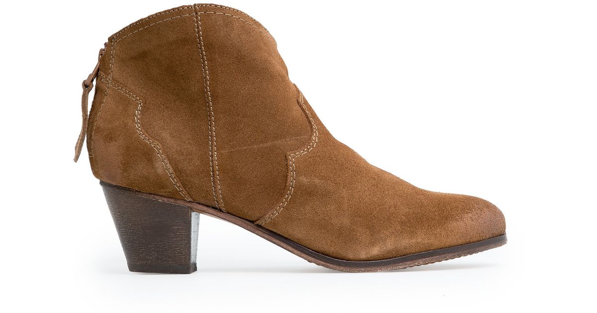 Mango Cowboy Suede Ankle Boot in Brown | Lyst