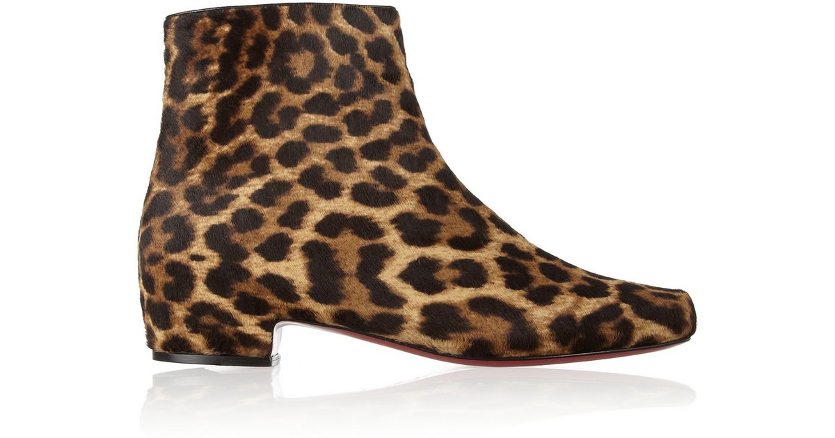 louboutin black spikes - Christian louboutin Tounoir Leopard-Print Calf Hair Ankle Boots in ...