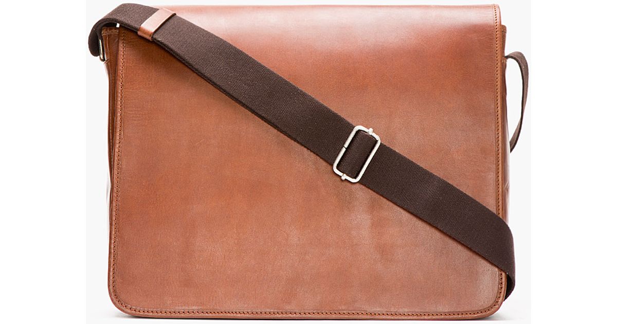 Lyst - A.P.C. Brown Leather Messenger Bag in Brown for Men