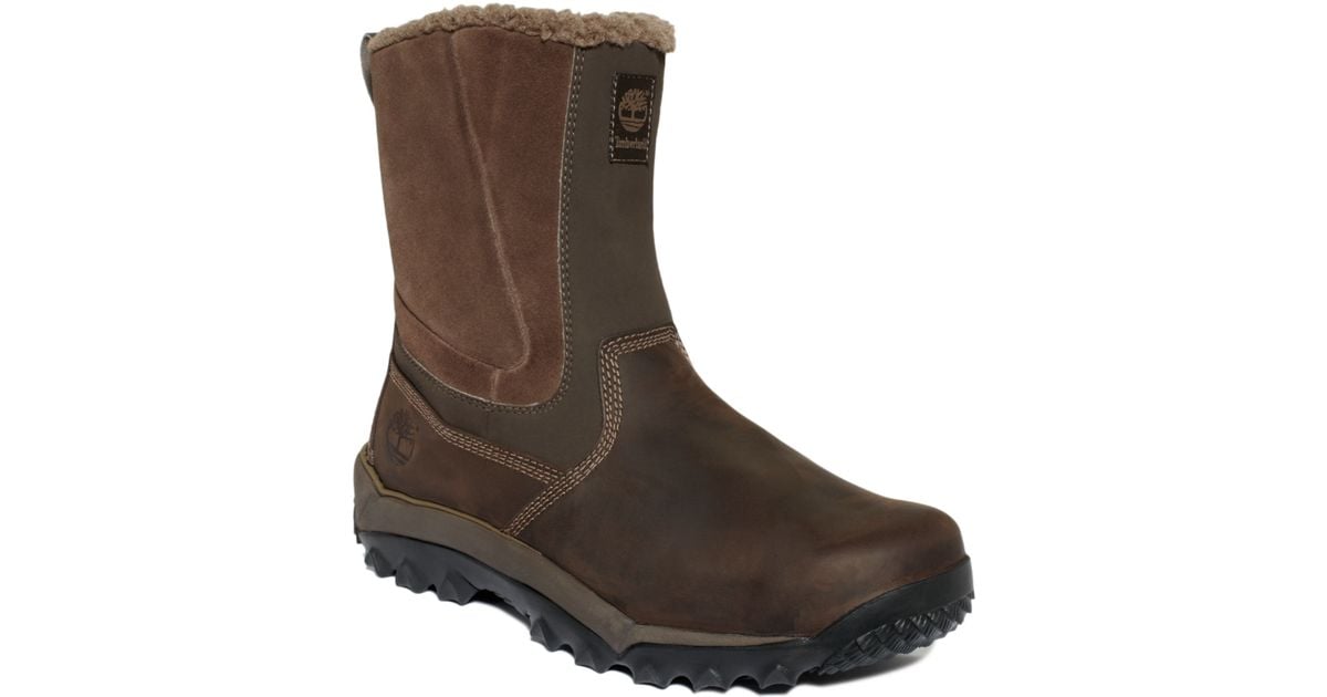 Timberland Rime Ridge Slip On Waterproof Boots in Brown for Men | Lyst