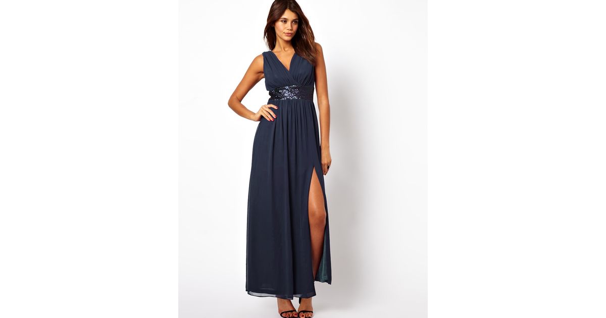 sheike grecian maxi dress navy