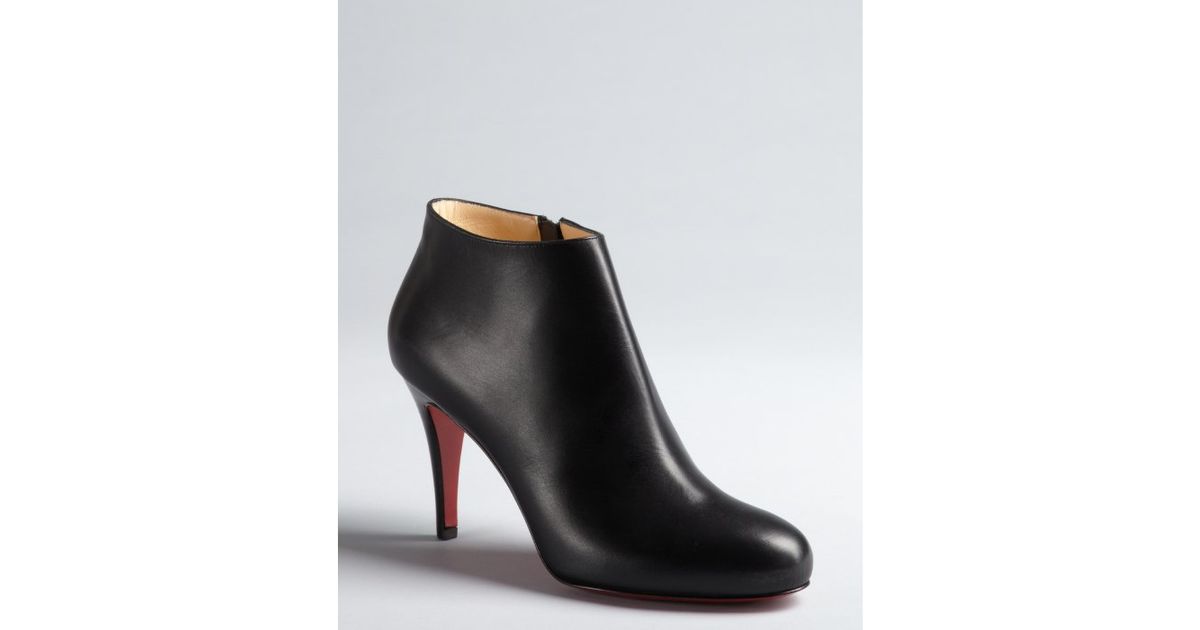 Christian louboutin Leather Belle 85 Ankle Zip Booties in Black | Lyst